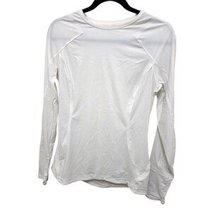 Athleta White Long-Sleeve Shirt With Perforated Panels Women's Size M Lightweigh